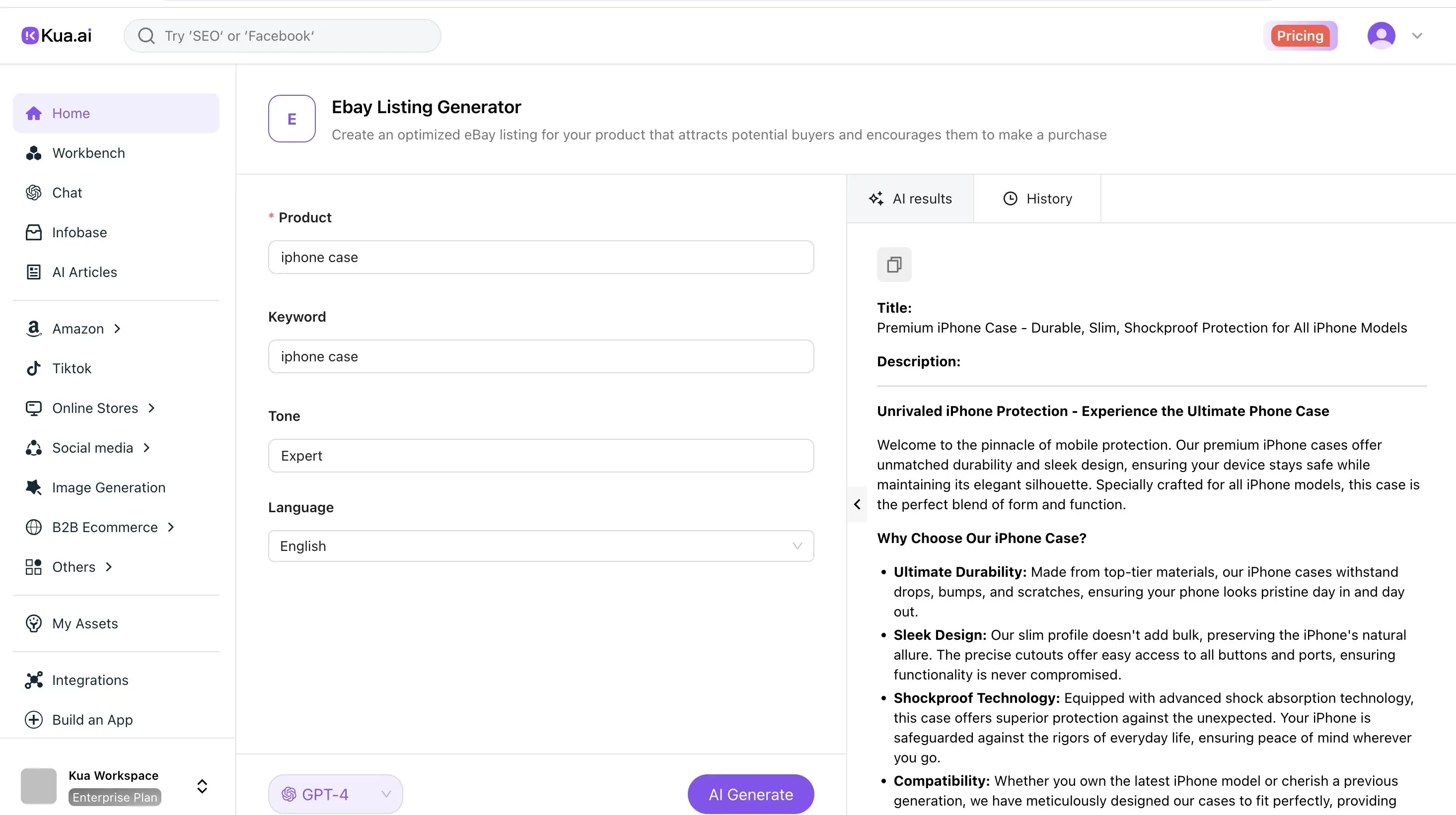 kua.ai Ebay Listing Generator