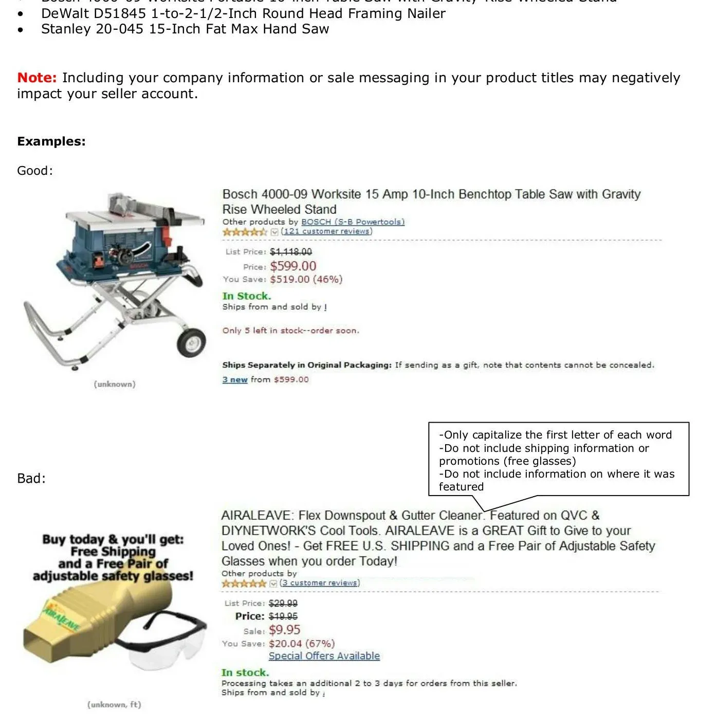 Selling on Amazon Category Style Guide: Tools & Home Improvement