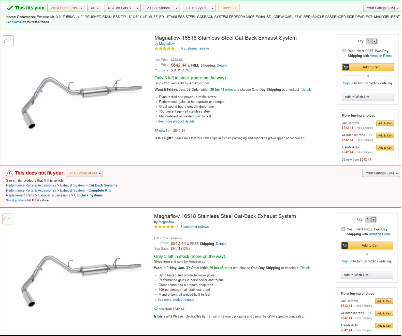 Example of a Detail Page with the Part Finder Stripe | kua.ai