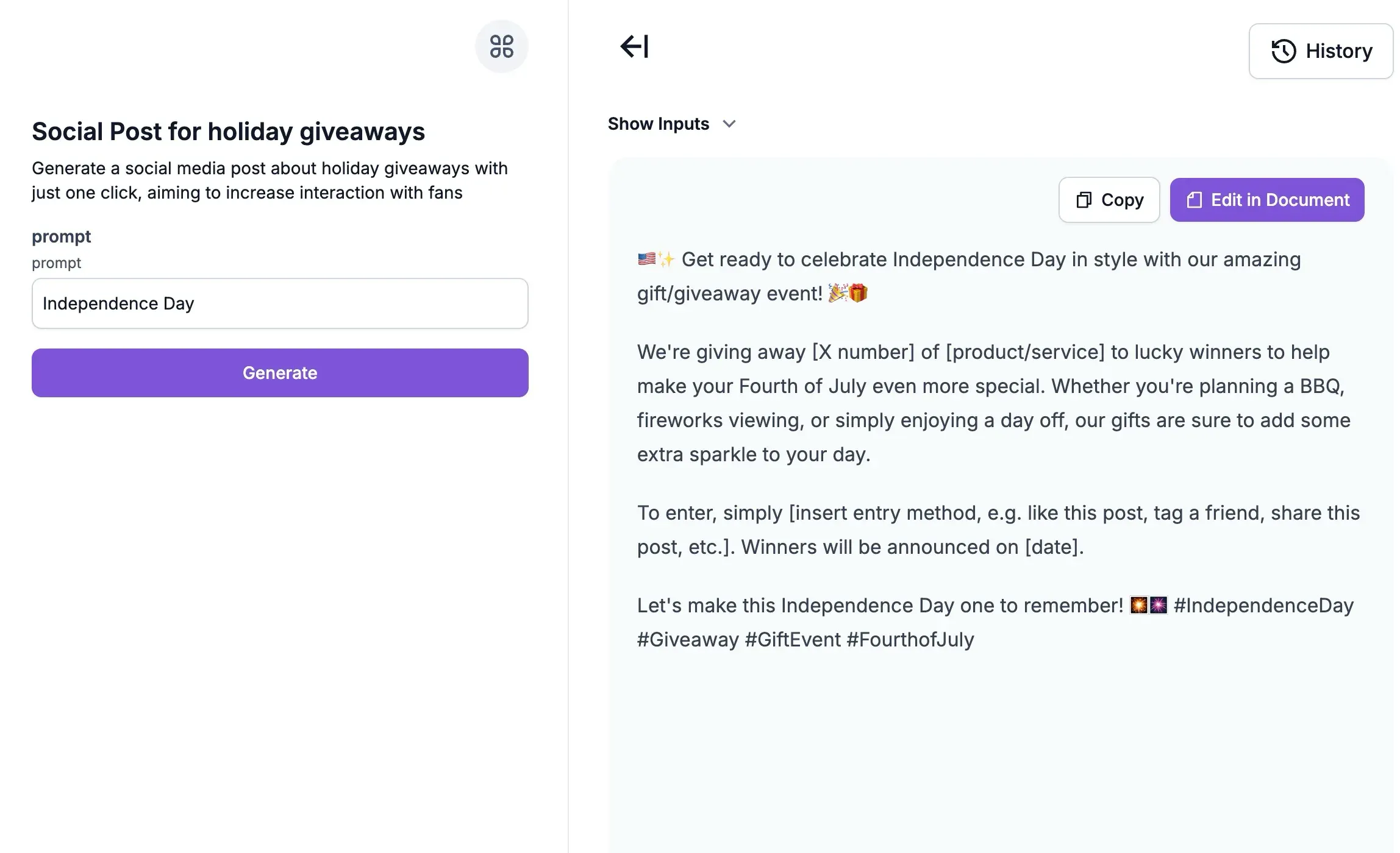  Generador de publicaciones para Facebook sobre festividades | kua.ai