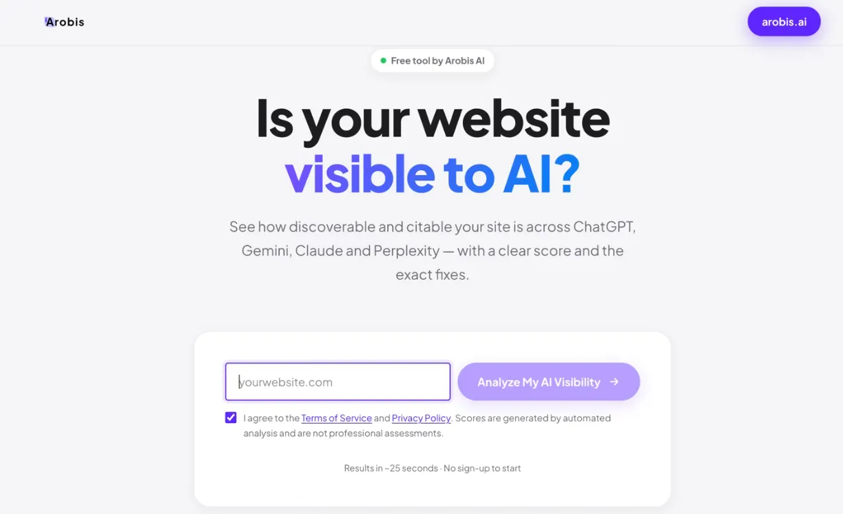 Arobis AI Visibility Tool