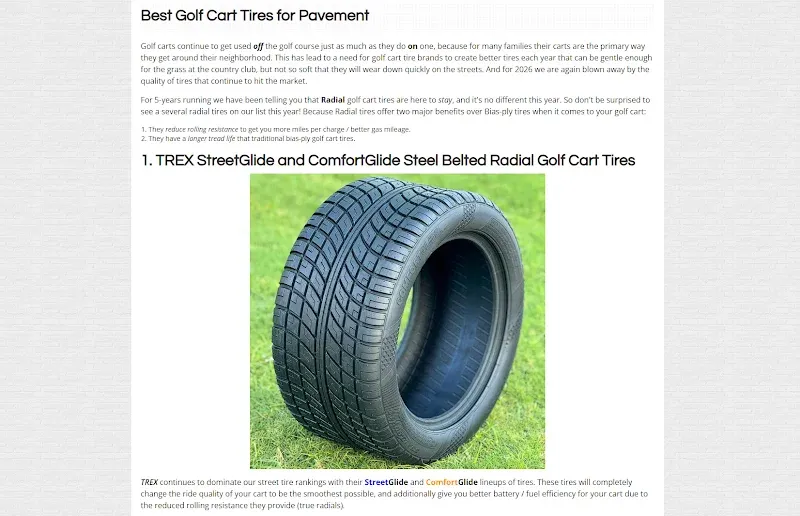 Golf Cart Tire Supply buying guide comparing tires for different terrain and cart setups